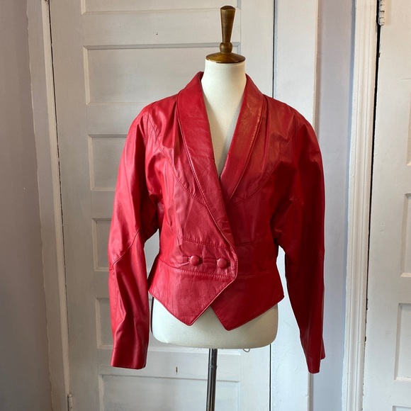 The Leather Ranch Jackets & Blazers - Vintage The Leather Ranch Red Genuine Leather Jacket, Size 3